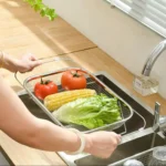 Stainless Steel Expandable Over The Sink Colander 2 Expandable Over The Sink Colander