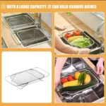 Stainless Steel Expandable Over The Sink Colander 4 sink draining basket