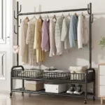 Sturdy Clothes Rack with Storage Basket