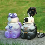 700ml Bear Design Children Hanging Drinking Bottle with Straw 5 kids drinking bottle