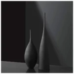 2PC Black Brushed Ceramic Decor Vases