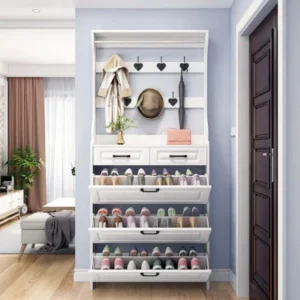 Hallway Shoe Cabinet with Coat Rack