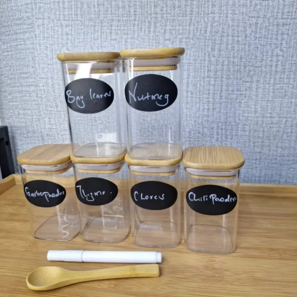 6 Pack Square Glass Jars