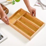 Bamboo Cutlery Tray with 4 Slots 6 Cutlery organizer tray