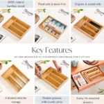 Bamboo Cutlery Tray with 4 Slots 5 Modular kitchen organizer