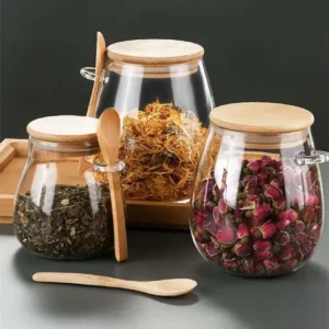 Glass Storage Canisters with Bamboo Spoon