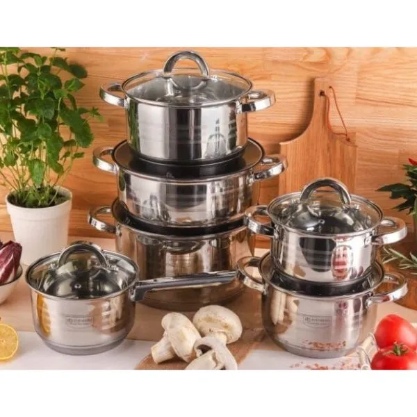Unique House Collection Home 4 12pc Edenburg Stainless Steel Cookware Set