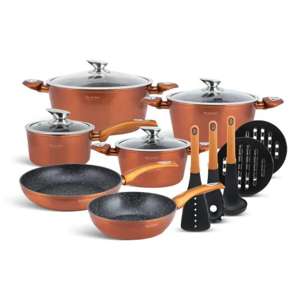 Edenburg 15pc Cookware Set Burnt Orange