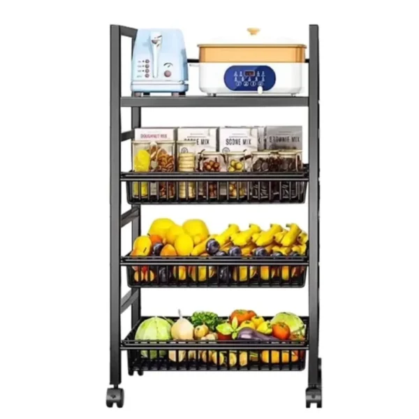 Unique House Collection – Affordable Home & Kitchenware Online Kenya 3 Heavy Metallic Vegetable Rack with Movable Wheels