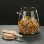 Glass Storage Canisters with Bamboo Spoon & Airtight Lid 5 Airtight kitchen storage jars