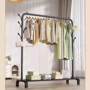 Single Rail Garment Rack with Side Hooks