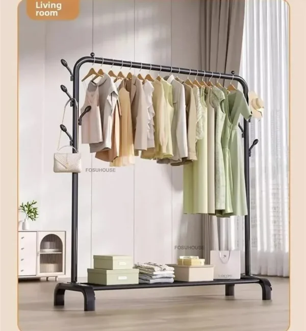 Single Rail Garment Rack with Side Hooks