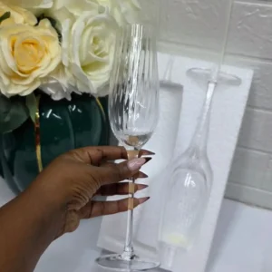 Elegant Ribbed Design Long Stem Champagne Flutes