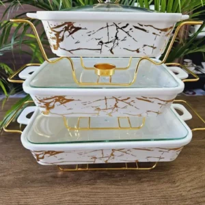 3PCS Ceramic Chafing Dish Set