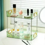 2-Layer Multipurpose Gold Organizer 3 Vanity tray with gold accents