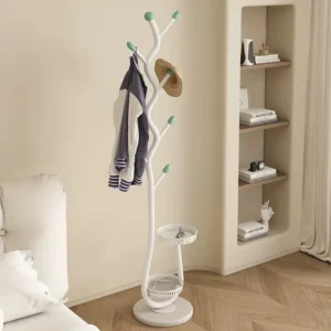 Cream-Style Floor Standing Coat Rack