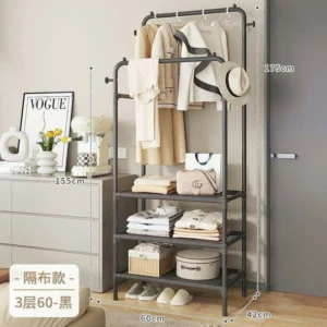 Double Clothing Garment Rack with 3-Tier Storage Shelf
