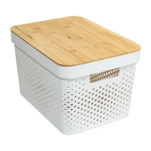 Modern Storage Basket with Bamboo Lid