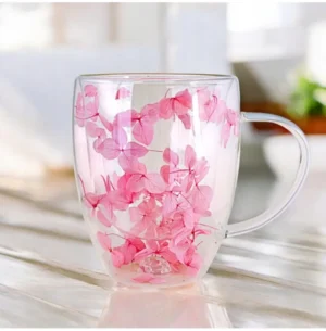 Dried flower glass mug