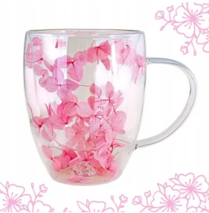 Clear flower tea cup
