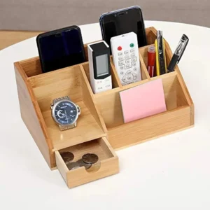 Wooden Bamboo Desk Organizer for Table