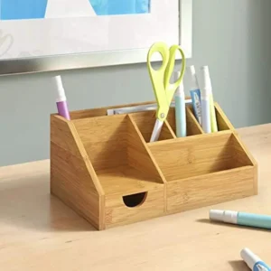 Wooden bamboo desk organizer