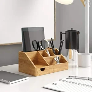 Natural wood desk organizer
