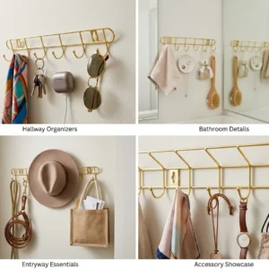 8 Hook Gold Stainless Steel Rail