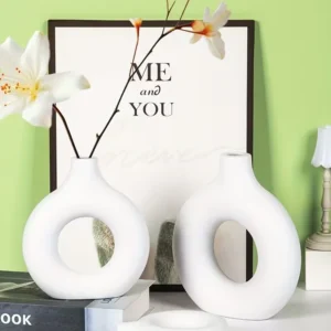White beige flower vase