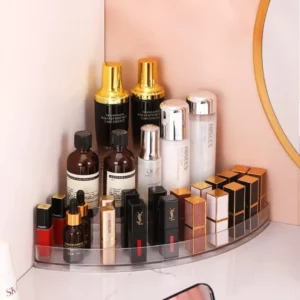 Corner cosmetic storage rack