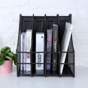 Keep your workspace neat, organized, and professional with this 4 Slot Vertical Metallic Mesh Desk File Organizer.