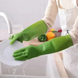 Flocklined rubber gloves