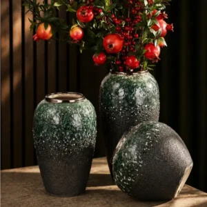 Green & Gold Accent Vase Set