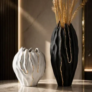 Gold & Black Tall Vase Set