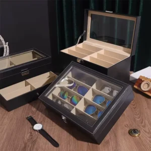 PU Leather Sunglasses Organizer Box