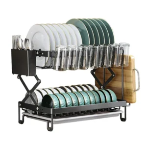 Keep your kitchen countertop neat and organized with this Modern 2-Tier Kitchen Dish Drying Rack. Designed with a sleek,