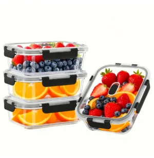 Airtight glass meal prep container