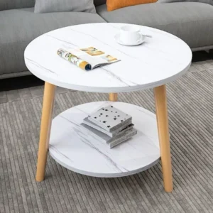 White marble effect side table