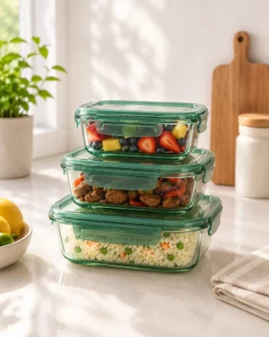 3 Pcs Glass Food Container Set 1 3 Pcs Glass Food Container Set
