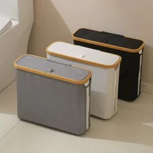 Toilet Paper Basket Organizer with Bamboo Lid