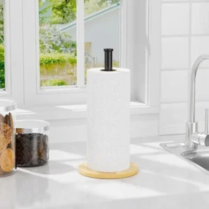 Wooden kitchen towel holder