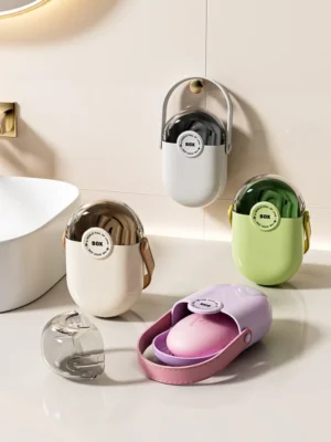 Portable soap box with draining tray