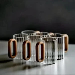 Borosilicate Ribbed Glass Mugs