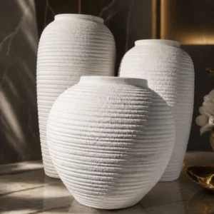 White Spiral Textured Vase 