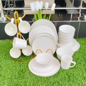 24pcs White Plain Dinner Set