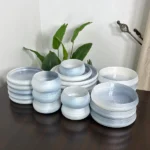 Ribbed Glass Dinner Set