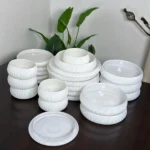 24PCS Frosted Ribbed Glass Dinner Set 2 Glass Dinner Set