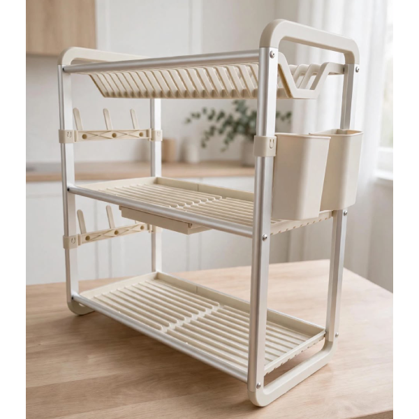 3-Tier Cream Dish Rack
