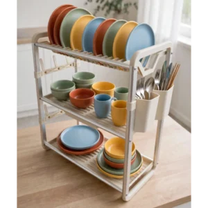 3-Tier Cream Dish Rack