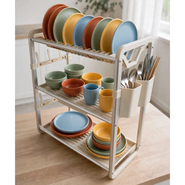 3-Tier Cream Dish Rack